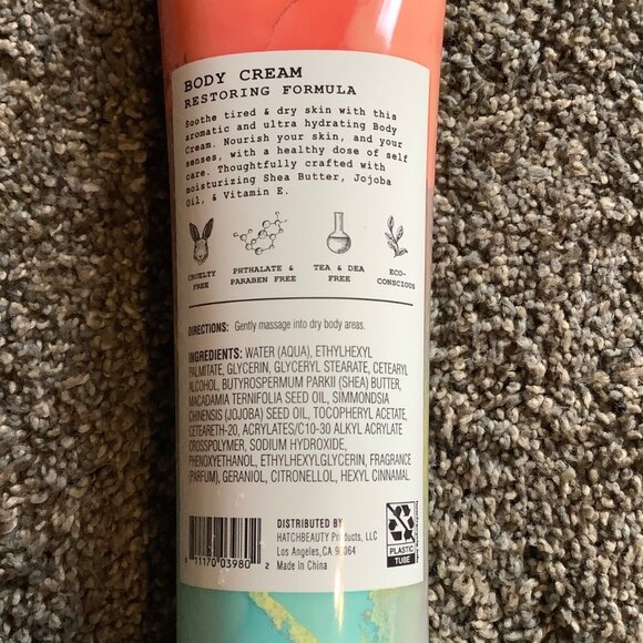 Body Cream Restoring Formula Vanilla & Rose 11.5 Oz Hatchbeauty 5 Deep Breaths - Picture 4 of 4